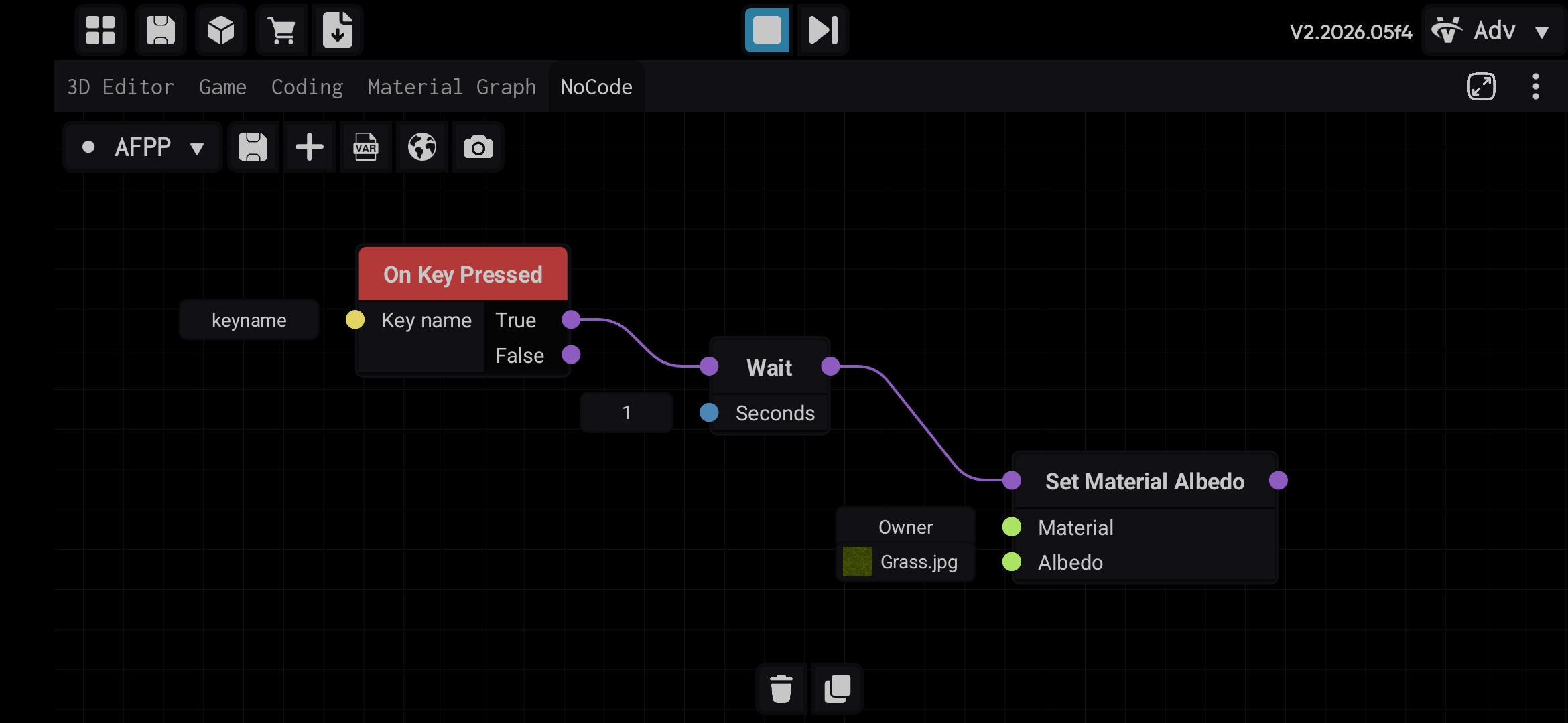 NoCode editor screenshot