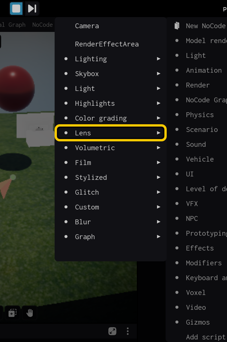 Open the Lens category.