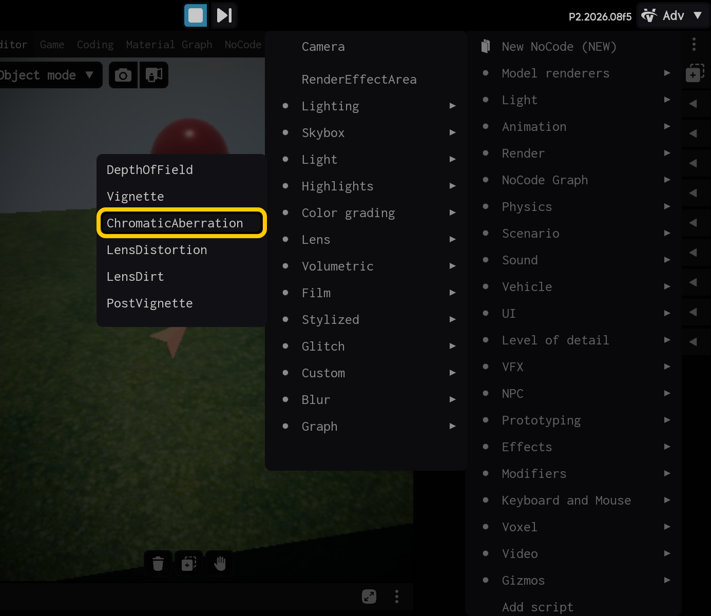 Select the Chromatic Aberration component.