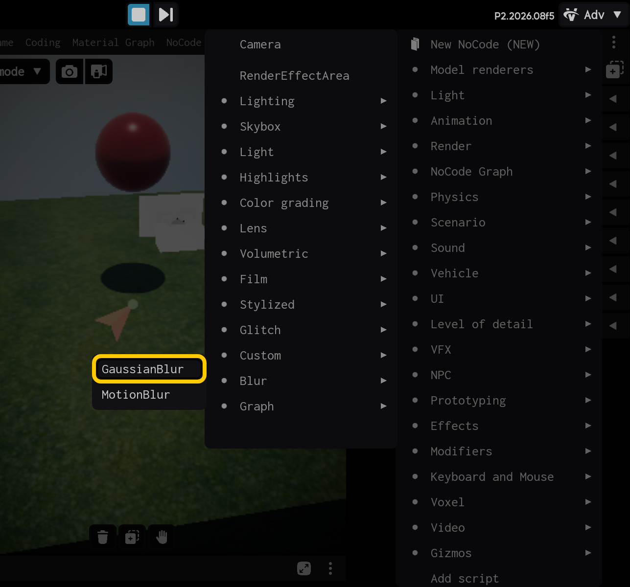 Select the GaussianBlur component.