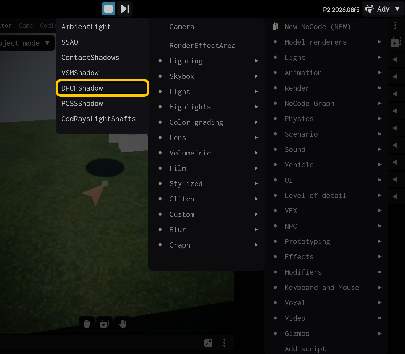 Selecione o componente DPCF Shadow.